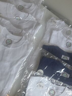 NEW Bundle Of 10  White & Navy Short Sleeve Tee Pack - 18 Month Blanks Boutique